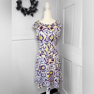 Title Nine Dream Fit & Flare Geometric Purple Multicolor Athletic Dress